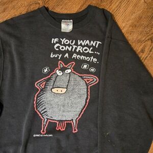 Vintage Jerzees Funny Sweater Buy a Remote Crewneck Sweatshirt S Black 1990s VTG